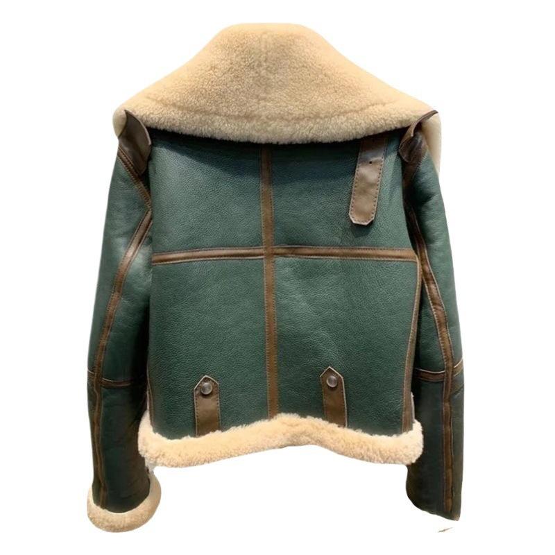 Large size women's winter clothing large lapel locomotive clothing women's thickened short imitation fur integrated imitation sheep shearing jacket