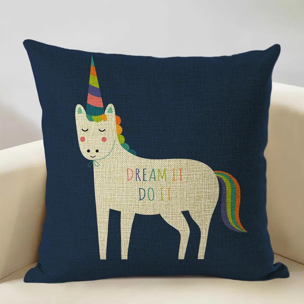Animal Cushion Cover Linen Pillowcase Decorative Sofa Pillow Cover Home Decor Hedgehog Fox Bear Pillow Cases CM