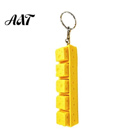 Stress Relief Gadgets 3D Printed Cheese Keyboard Fidget Toy, 5-in-1 Push Button Finger Concentration Aid Toys Clicker Mechanical Keychain for Tactile