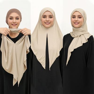 Muslimischer Damen Loop Instant Hijab Schal Premium Jersey Baumwolle Dehnbarer Dreiecksschal Islam Kopftuch Wickeltücher Schleier Stirnband