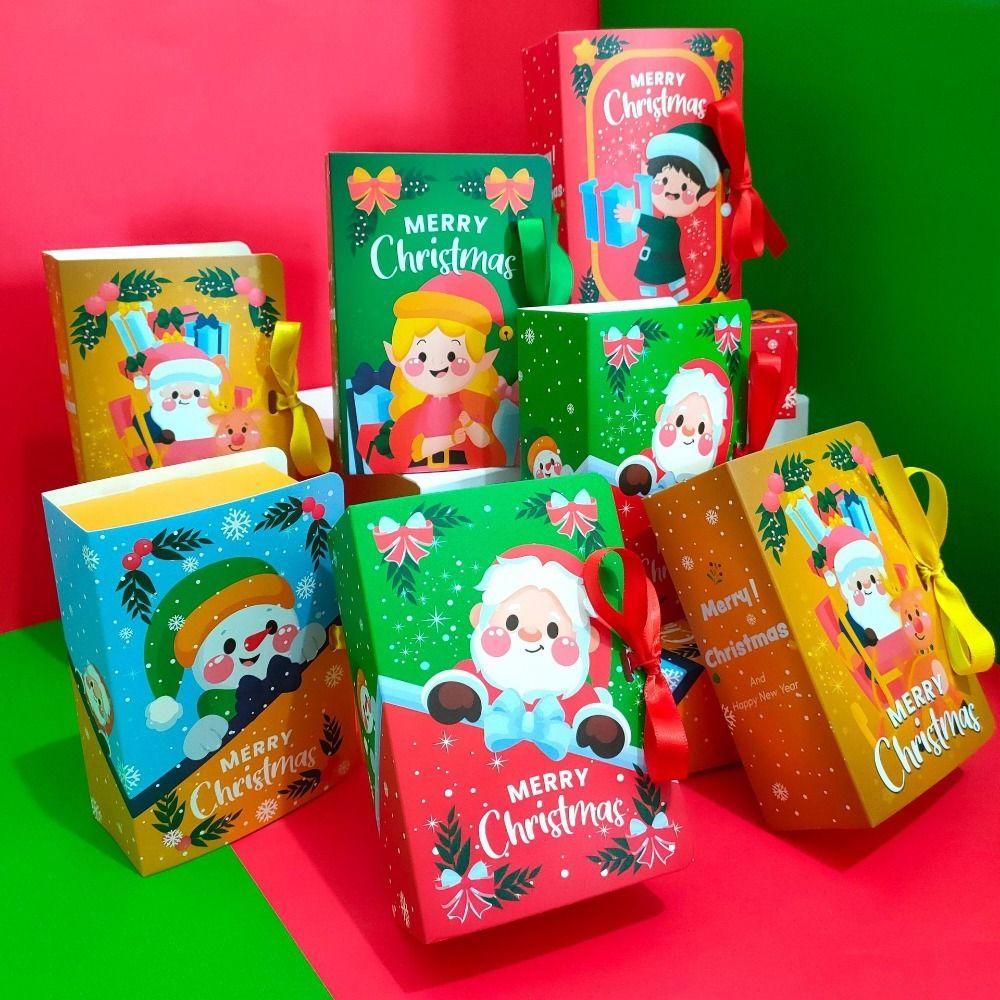Navidad Party Book Designs Packaging Paper Boxes Christmas Gift Box Candy Boxes Biscuit Carrier