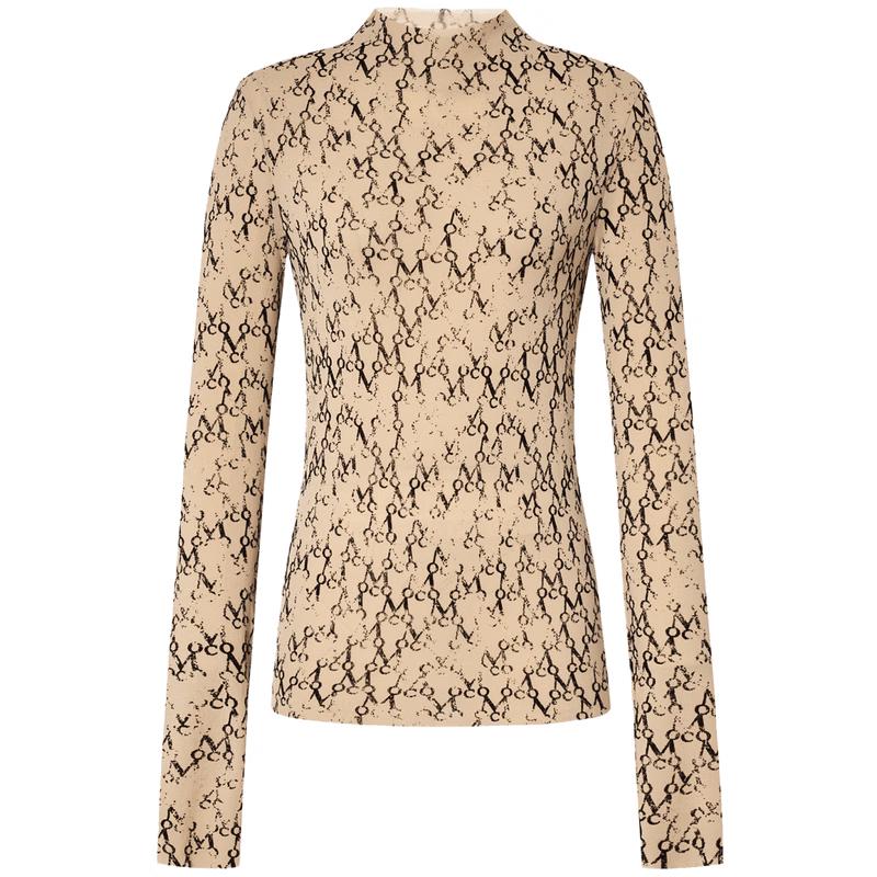 

MO&Co. Flocked Print Mesh High-Neck Top S 160