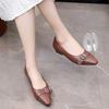 Fashion GKTINOO Autumn Spring Women Pumps Genuine Leather Shoes for Women Pointed Toe Low Heel Women Shoes Soft Buckle Female Shoes