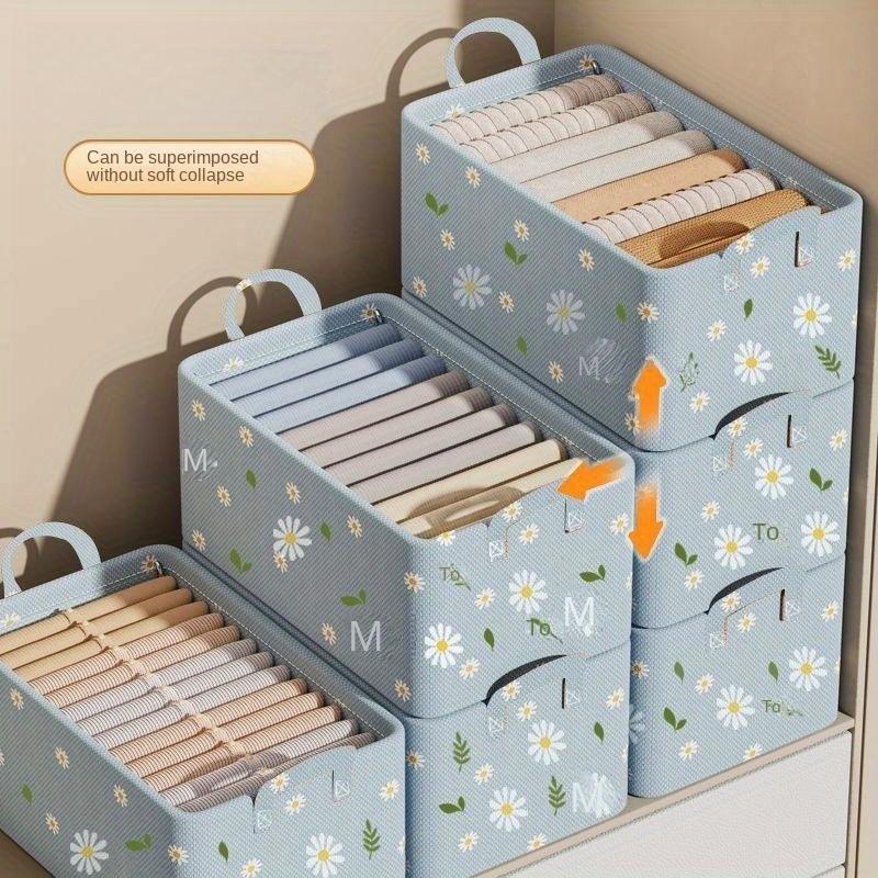 1pc Drawer Storage Box With Handles, Leggings Drawer Storage Basket For Clothes, Blankets, Toys, Household Wardrobe Organizer,