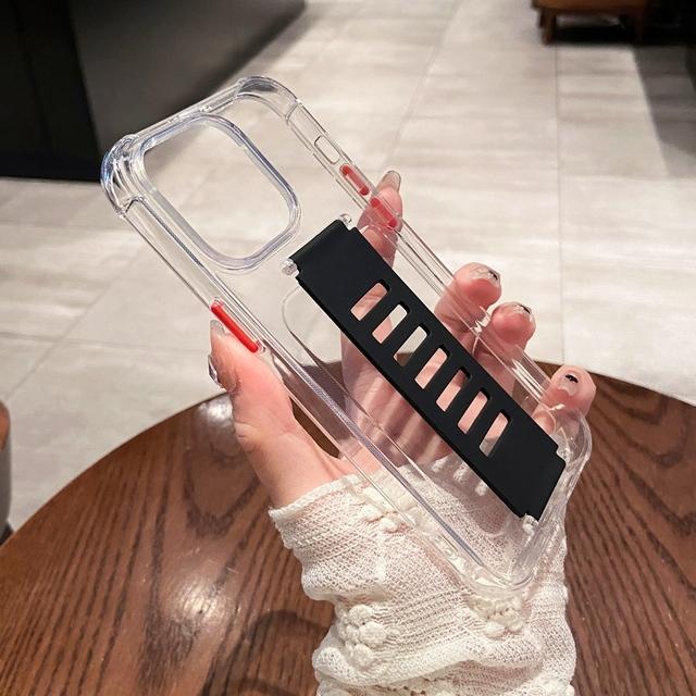 Airbag Shockproof Elastic Wrist Strap Phone Case For Iphone 14 12 11 13 Pro Max Xr X Xs 7 8 Plus Clear Soft Anti -Knock Cover