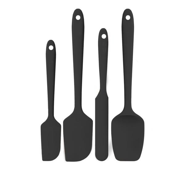 4Pcs Silicone Spatula Set Food Grade Ergonomic Handle Spatulas High Heat Resistant Kitchen Utensils for Cooking Baking Stirring Scraping Serving 1 Set чёрный