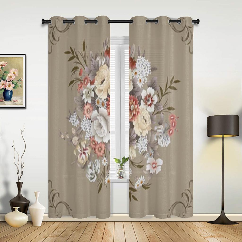 Blumenmuster Fenster Vorhänge für Wohnzimmer Schlafzimmer Luxus moderne Küche Vorhänge Stoff Vorhänge