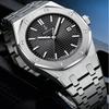 Men's Fashion Analog Quartz Wristwatch Octagonal Bezel Stainless Steel Band Calendar Dial Casual Dress Watch for Men