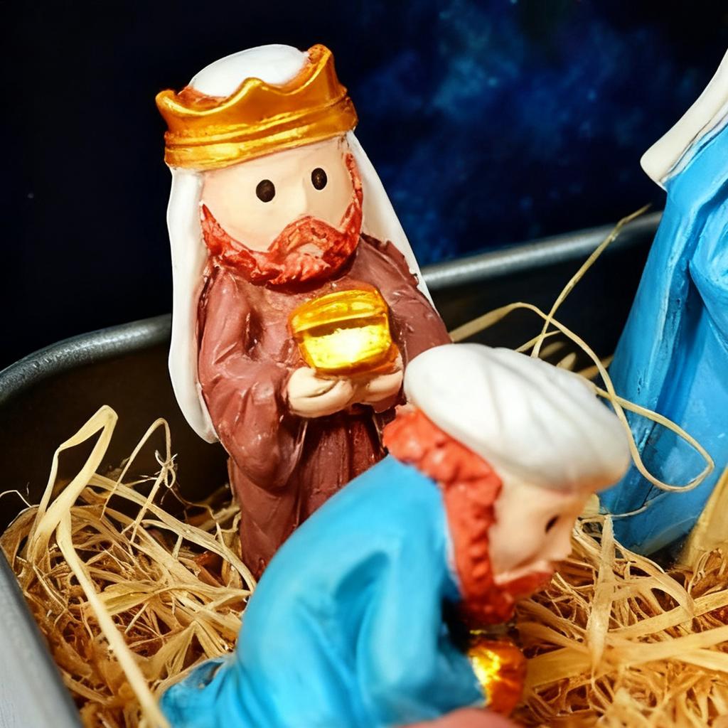 Nativity Set In Tin Box Mini 3D Small Religious Holy Figurines Christmas Holy Family Decoration For Office Bedroom Living Room