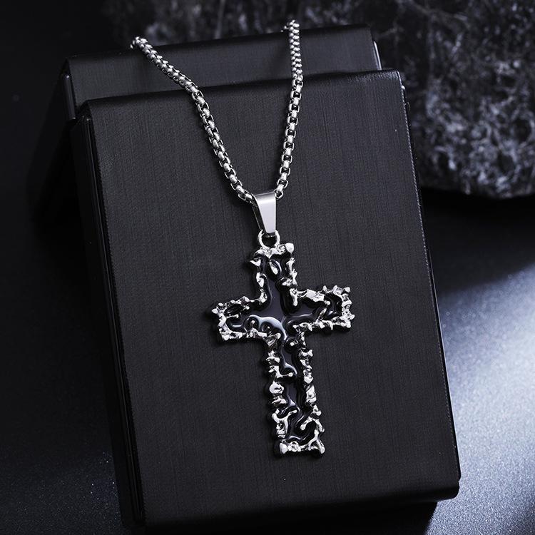 

Чоловічий європейський та американський хіп-хоп кулон-хрест - Модний довгий ланцюжок-светр з титанової сталі Pendant + 3.0 Titanium Steel Chain 60cm