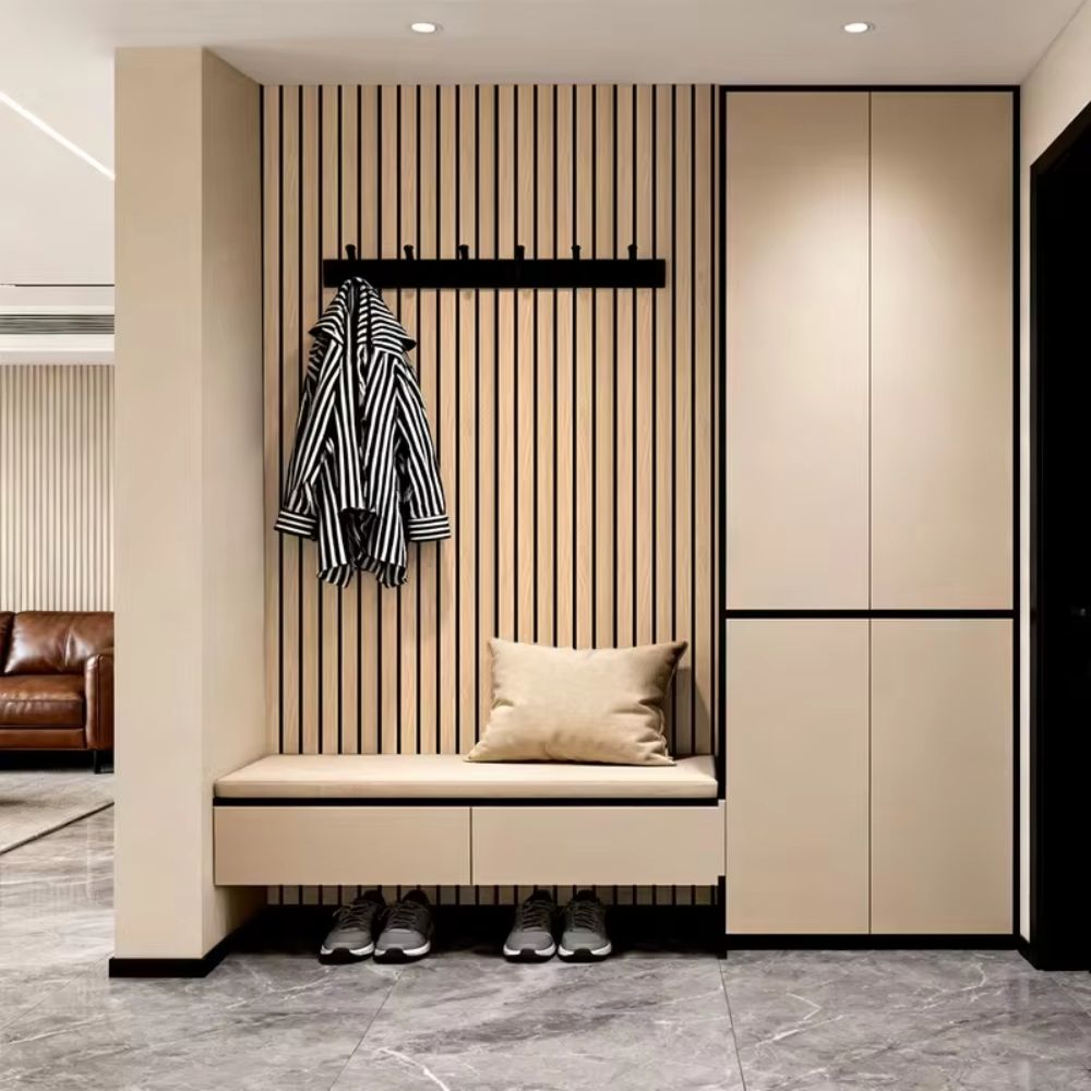 PVC Artificial Grille Wall Sticker Peel and Stick Wall Panel Stickers Living Room
