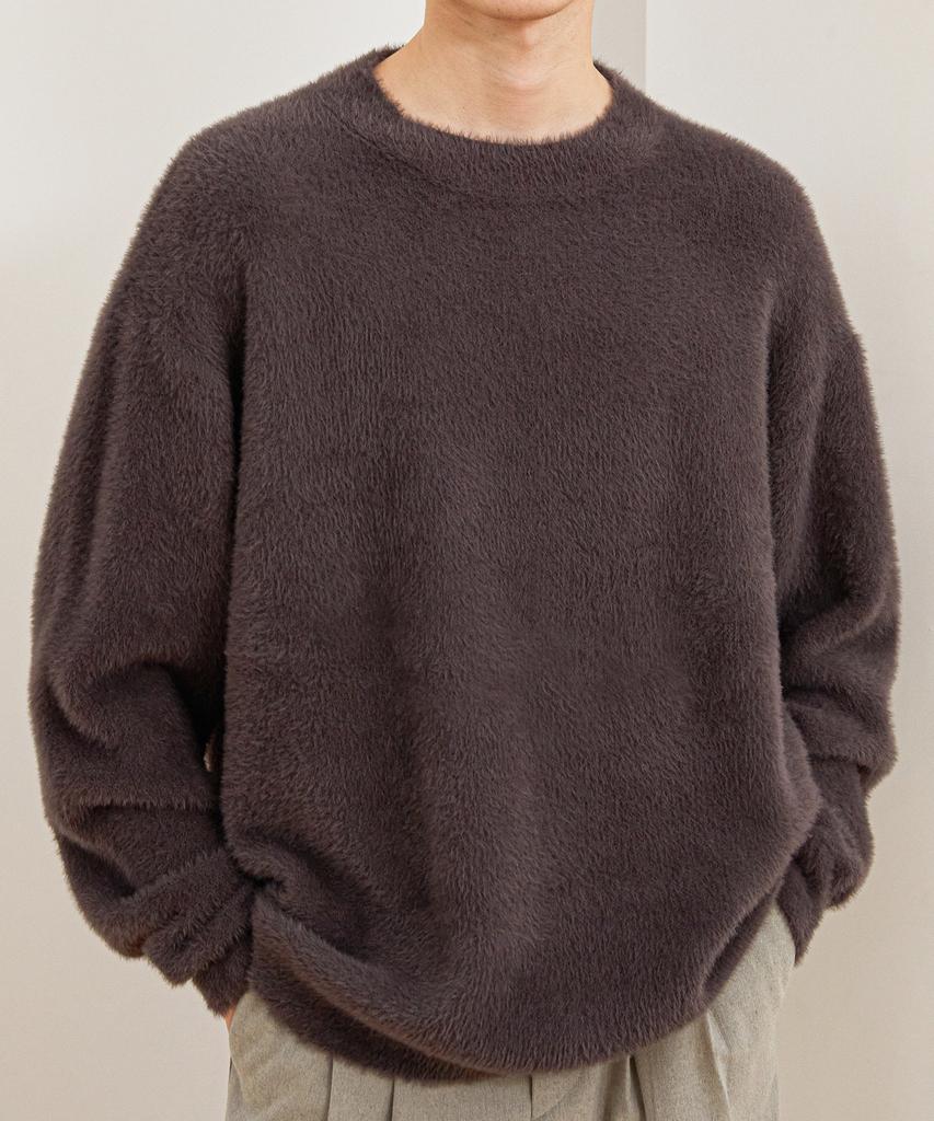 TRIP LE SENS Jacquard Hairy Plated Round Knit_Beige