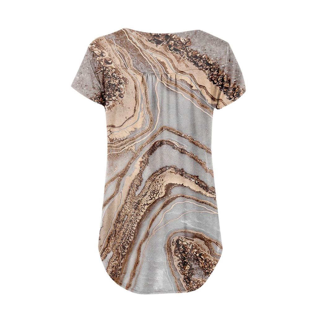 Women's Short-sleeve Loose Tops Casual Plus Size Tunic Button Tops