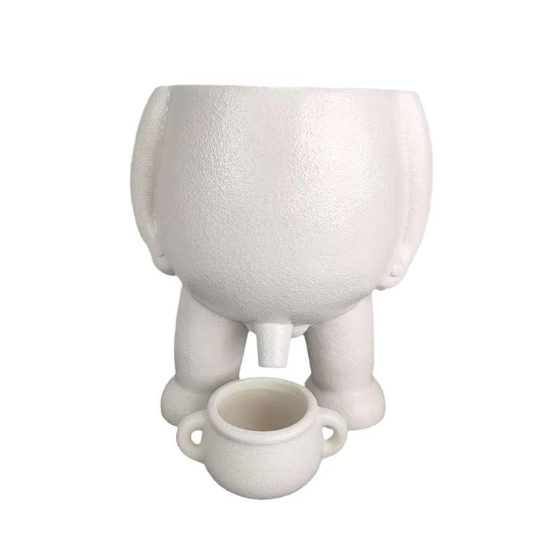 Ceramic Peeing Potted Gardening Pots Novelty Peeing Planter Pot with Drainage Desktop Flowers Planter Display for Bedroom Patios