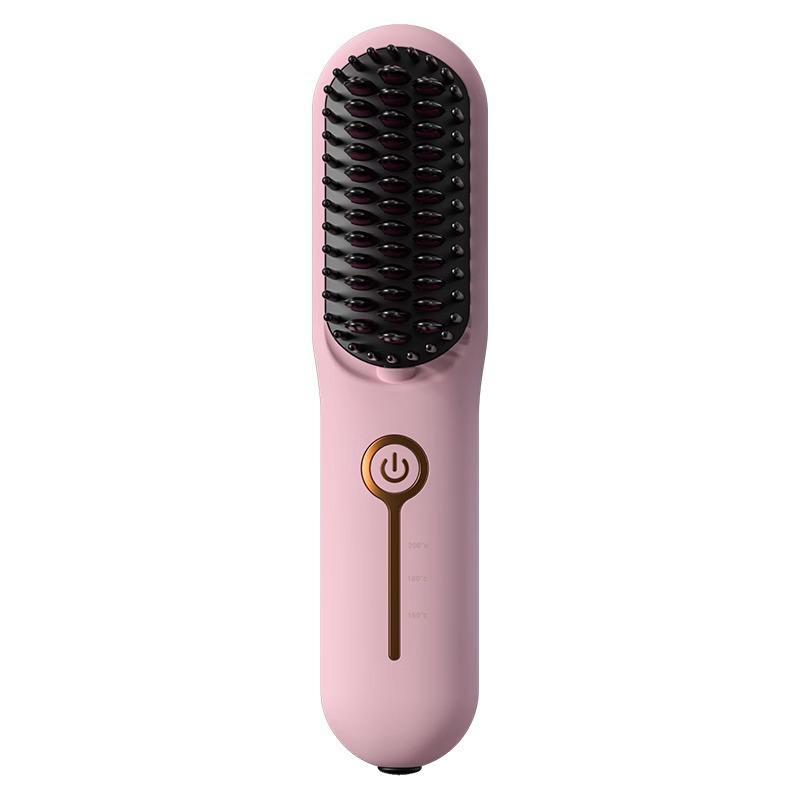 

Portable Rechargeable Wireless Hair Straightener Comb with Negative Ion, No Damage, Suitable for Men and Women, Adds Volume рожевий