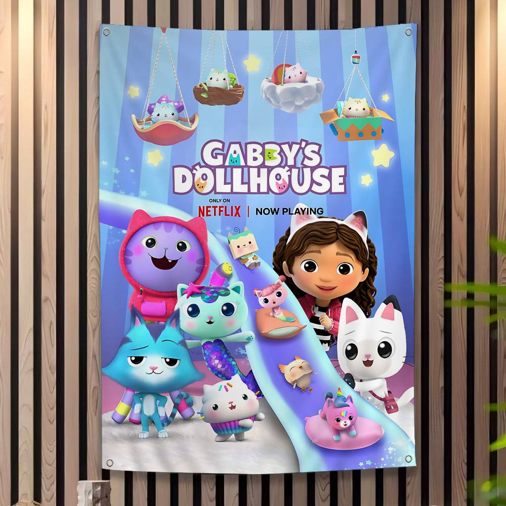 Funny Vintage GGabbys Classic Dollhouse Large Size Flags Printing Patterns Interesting Birthday Party Decorations Banner