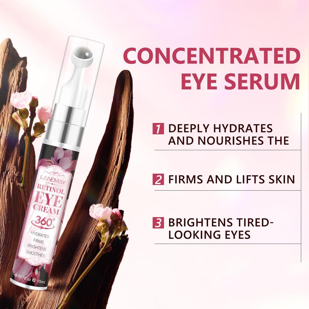 Retinol Eye Cream-Firming & Nourishing the Skin Around the Eyes,Improve Skin Texture,Lightweight Moisturizing and Fast-Absorbing & No-Greasy,15ml