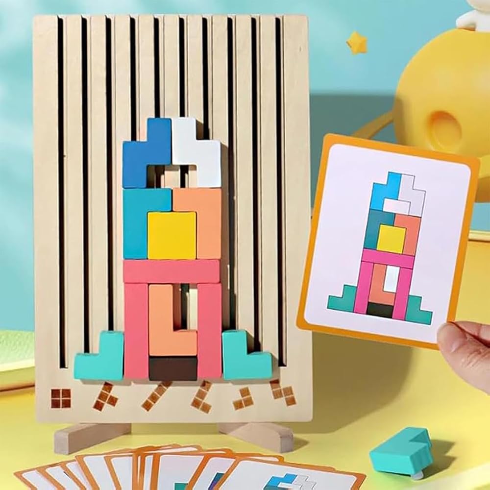 Tetris Puzzle Wooden Building Block Puzzle 3D Tetris Block Toys Educational Toys Manual Thinking ...