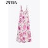 Zaprha 2025 New Hollow Embroidery Print V-neck Sling Dress Long Waist Hugging Slimming 2157053