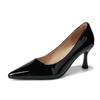 Nude high heels women's autumn patent leather waterproof table sexy temperament commuting single shoes dress pointed