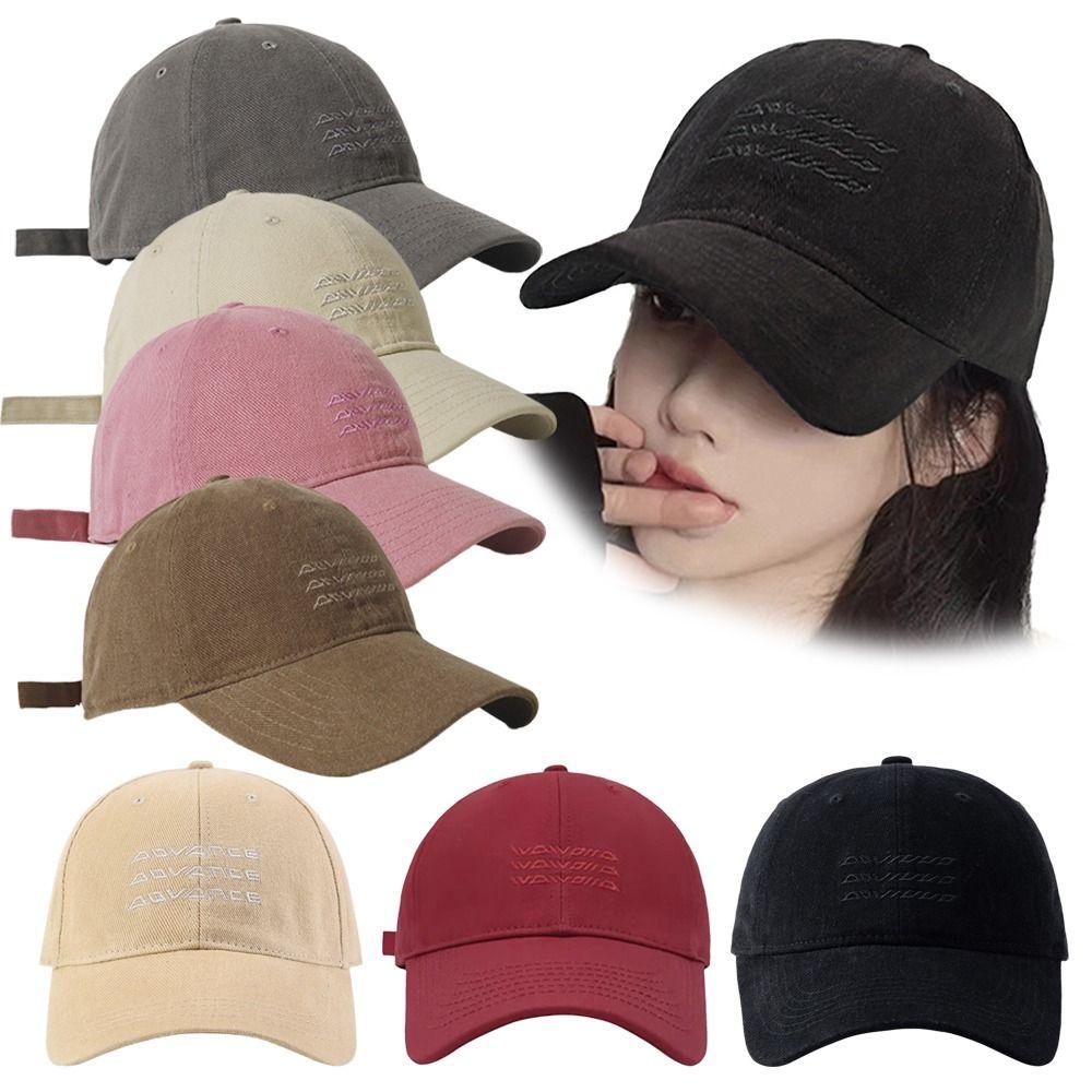 New Ripple Embroidery Washed Cotton Cap Sun Protection Simple Baseball Caps Vintage Casual Casquette Dad Hat Summer