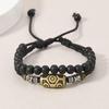 Retro Punk Style Men's Wax Rope Pendant Necklace & Beaded Bracelet Set