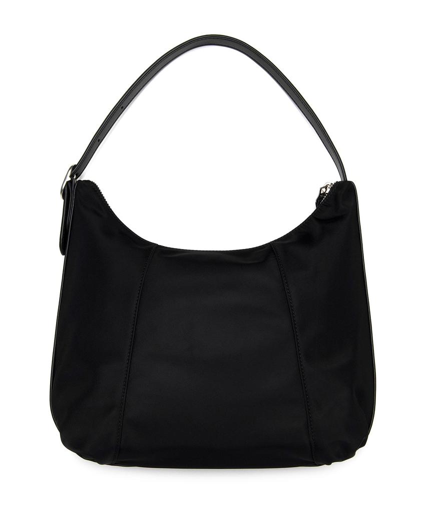 Lee Leather Color Block Nylon Shoulder Bag Black