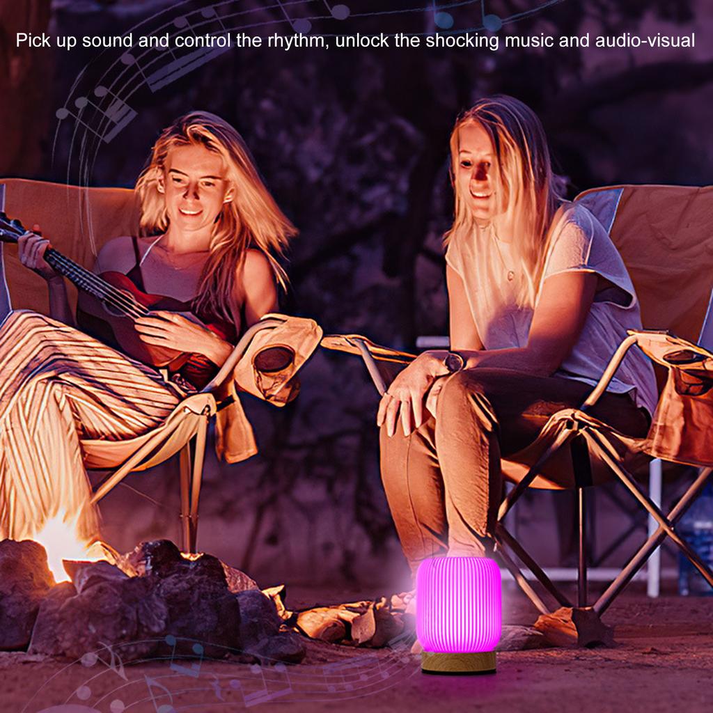 Wood Grain Touch Night Light Pat Table Lamp Bedroom Bedside Lamp Ambient Light With Built-In