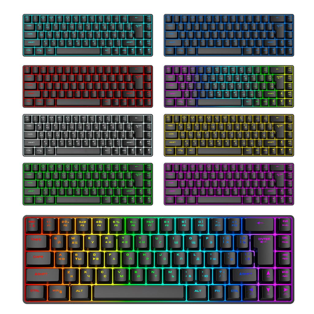 Russian English Dual Language Keyboard 68-Key RGB Backlit Gaming Mechanical Keyboard for Gaming