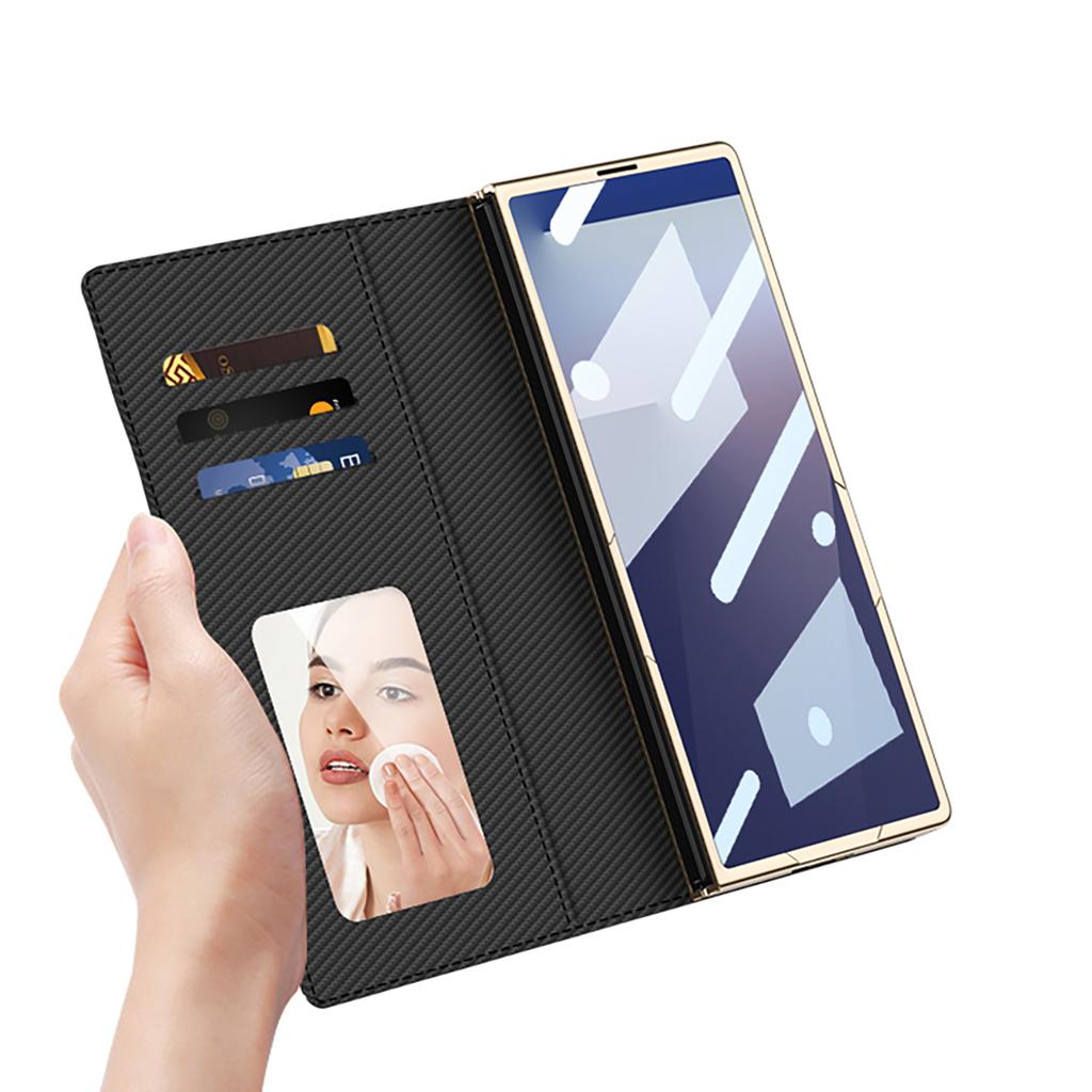 Vhodné pro pouzdro na mobilní telefon Samsung Zfold7 s vysoce kvalitním lehkým luxusním kosočtvercovým koženým pouzdrem s klopou na karty a řetízkovou taškou