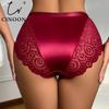 Women's Sexy Mid‑waist Underpants Lace Trim Spliced Briefs Quick‑dry Breathable Body‑hugging Underwear