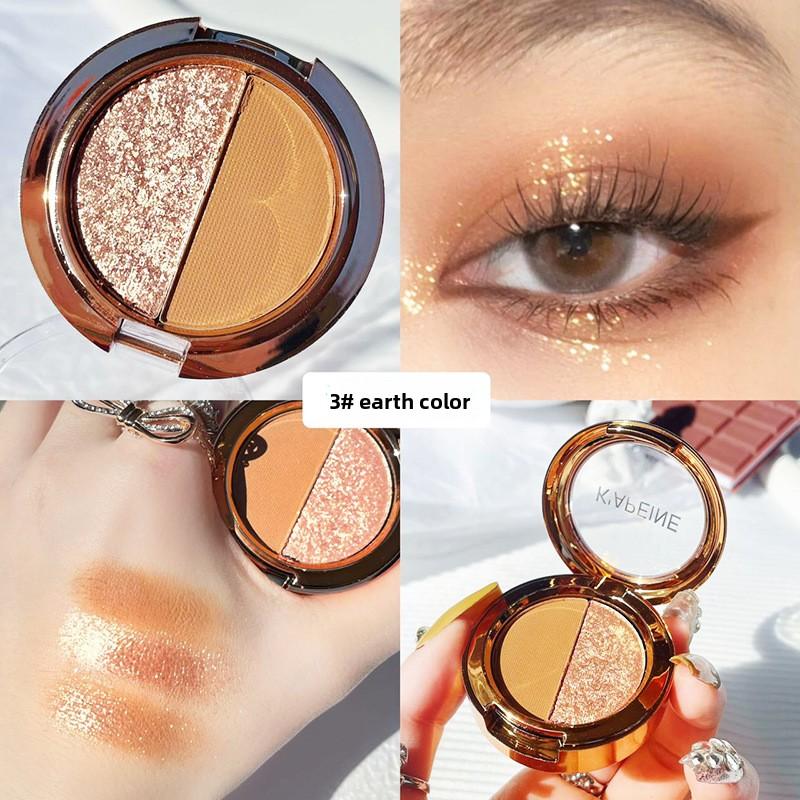 Two Tone Eyeshadow Super Fire Pumpkin Earth Matte Golden Glitter Mashed Potato Eyeshadow