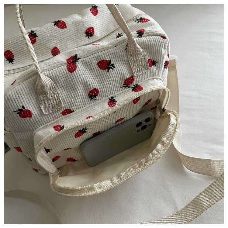 2025 Autumn Women's Retro Corduroy Strawberry Crossbody Bag