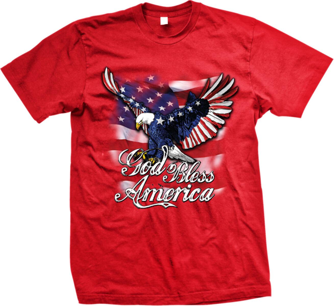 God Bless America Patriotic American Flag Bald Eagle TShirt 100 Cotton ONeck Short Sleeve Casual Mens Tshirt Size S3XL S