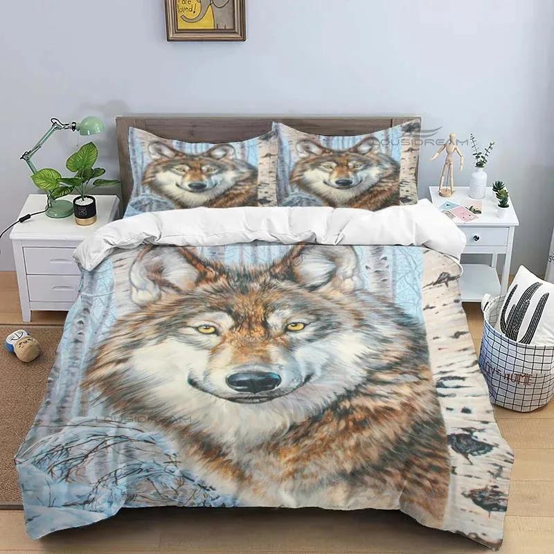 Indian Dreamcatcher Wolf Pattern Comforter Bedding Set,Duvet Cover Bed Set Quilt Cover Pillowcase,King Queen Size Bedding Set