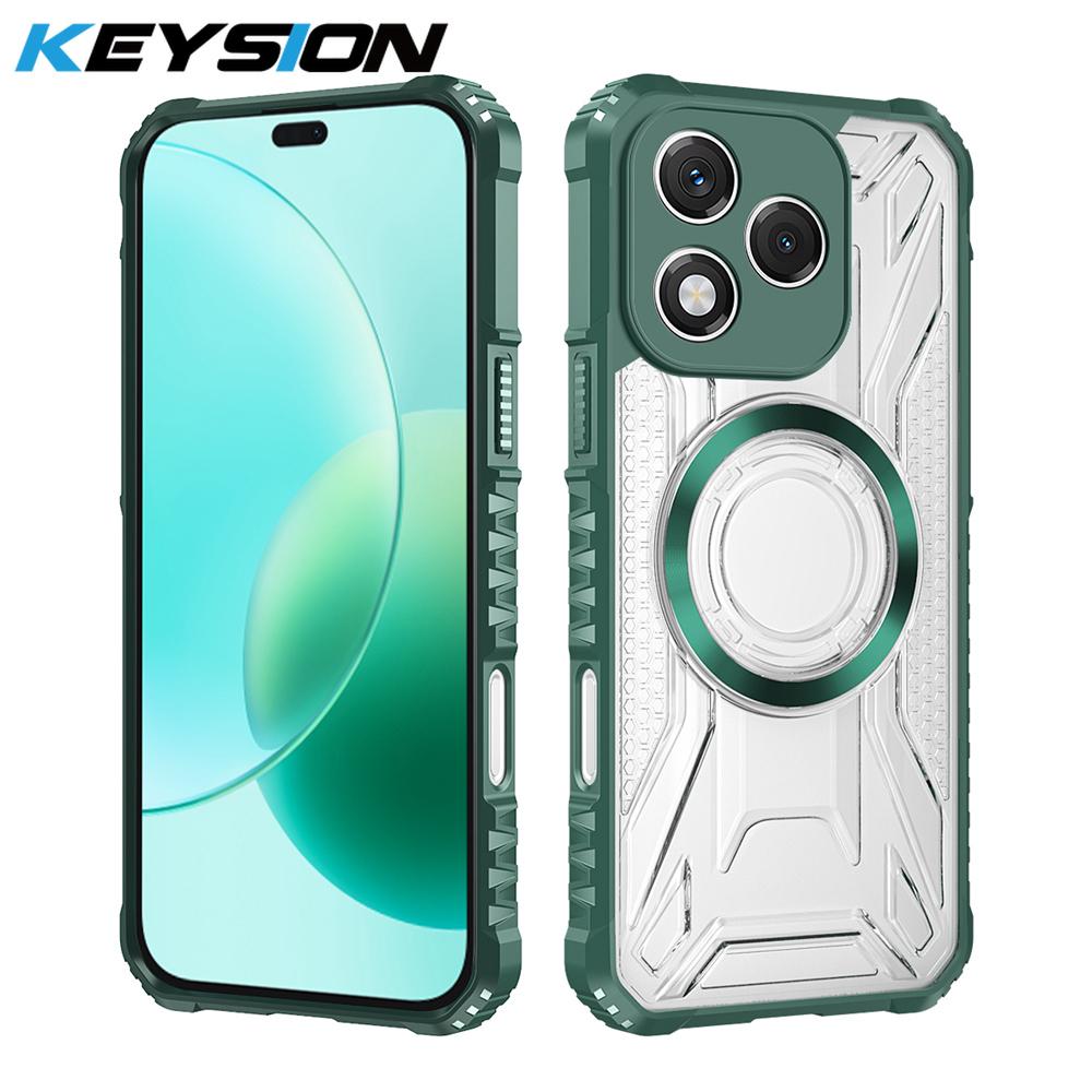 KEYSION Transparent Magnetic Case for Honor 400 Pro 5G Silicone+PC Heavy Duty Shockproof Phone Cover for Huawei Honor 400 Lite