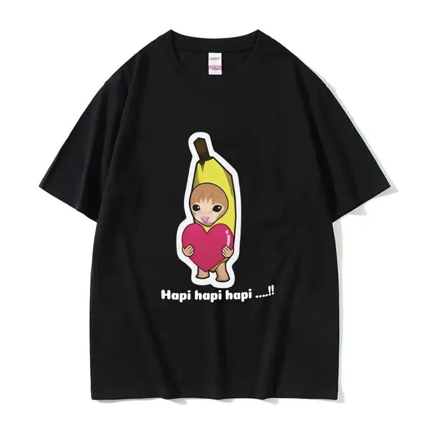 Funny Cute Banana Cat Happy Bananacat Meme Tshirt Unisex Women T-Shirt Cotton Streetwear Short Sleeve T Shirt Tee Clothes