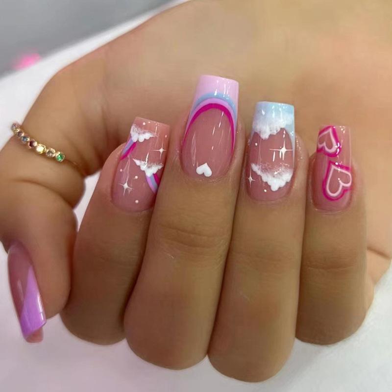 24 Stück Mandel Französische Press-On Nägel Abnehmbar Vollabdeckung Ballerina Falsche Nagelspitzen Für Damen Mädchen