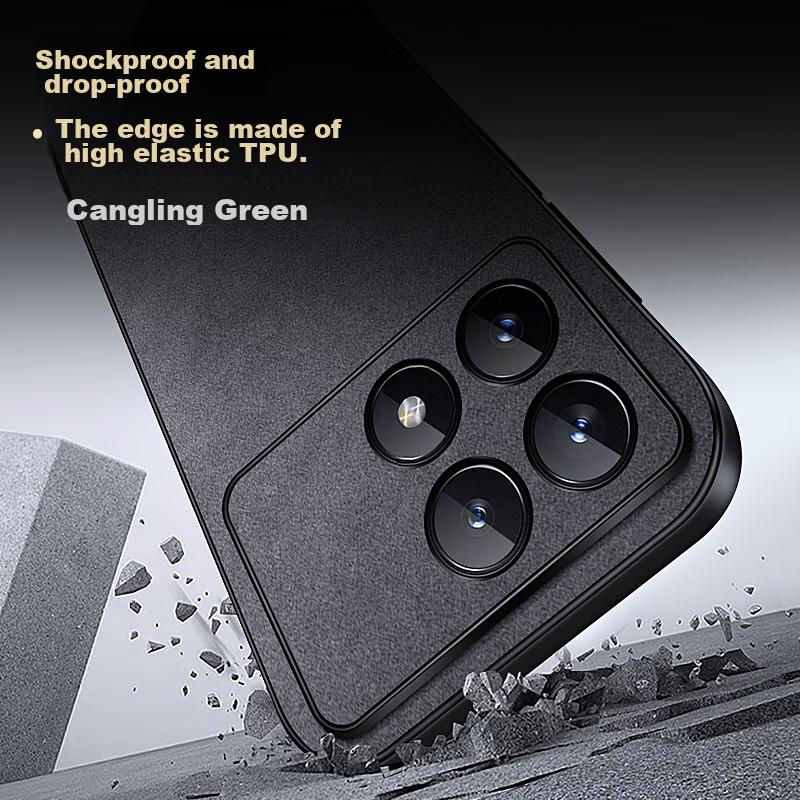 Redmi K70 Phone Case, Redmi K70Pro Protective Cover, Shockproof Lens Full Protection Soft, Simple Luxury Silicone Outer Case, WoAnd Leather Case, Gray