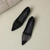 Autumn Versatile Matte Pointed Fashion Temperament Black Work Shoes Rhinestone Low Heel Rhinestone Shallow Mouth Single Shoes Women