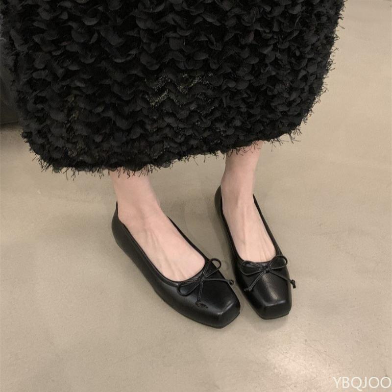 Flat Bottomed Shallow Mouth Bow Spring New Single Shoe Casual Soft Simple Comfortable Fashionable Women's Flat Shoes