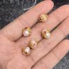 1Pc, Artificial Pearl Beads with Golden Setting and Red Gems Accents, Pink Rice Beads with Hole, for Jewelry Making DIY Materials Accessories 0.9-1cm
