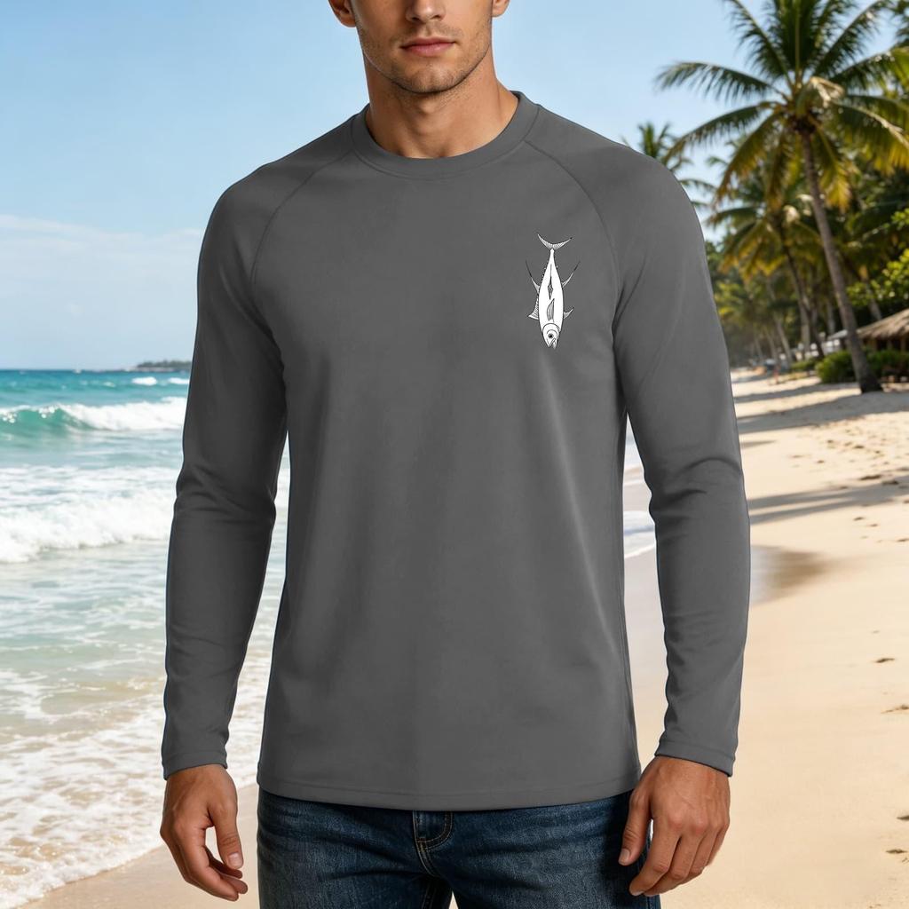 Men's Long Sleeve UPF 50 Plus Sun Protection Shirt Basic Breathable Loose Fit Outdoor Casual T-Shirt with Quick Dry Cooling Fabric