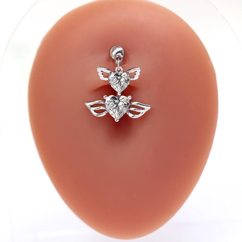 Gaibei Luxurious Heart-Shaped Belly Button Ring Pendant - European & American Fashion Jewelry