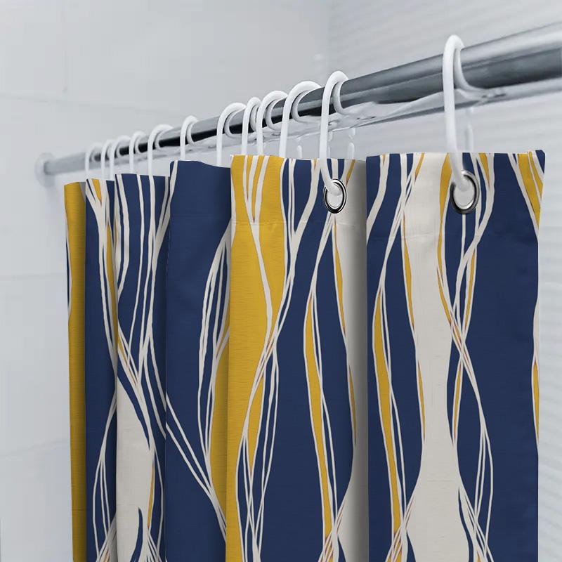 Modern Blue Yellow Shower Curtain Waterproof Bathroom Decor Window Tulle Bath Mat Home Decoration