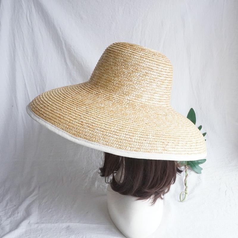 French Large Brim Shade White Edge Hepburn Bell Straw Straw Hat Sun Protection Holiday Ins Export Beach Hat