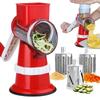 Feliator Manual 3-in-1 Ayawaska Slicer, 3 Interchangeable Stainless Steel Blades, Non-Slip Suction Base, Red Kitchen Tool