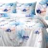 Cotton Bedding 180x200 Satin COTTON Large Flowers Colors Blue Gray