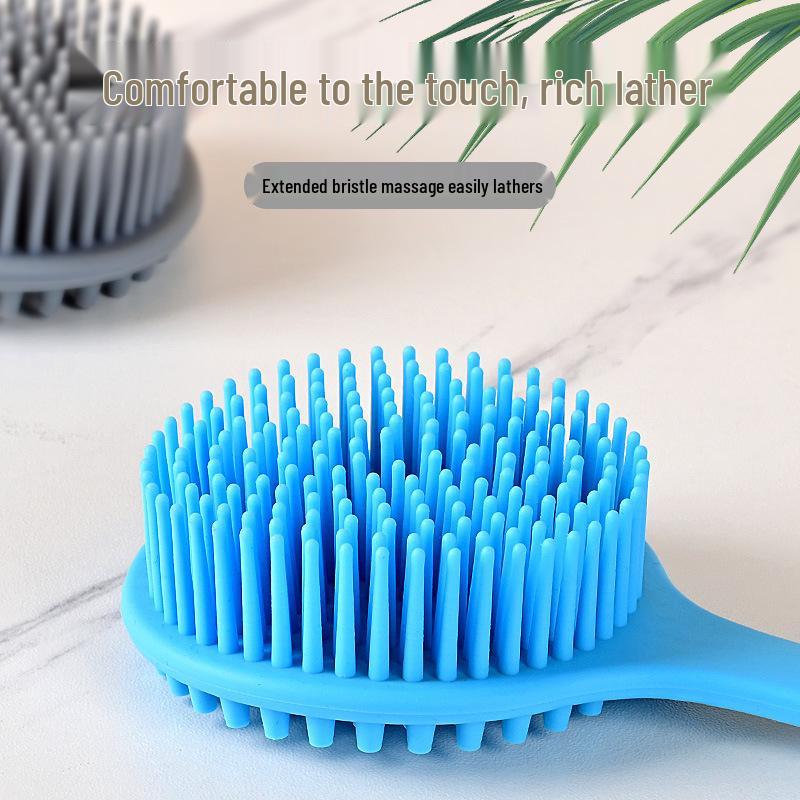 Double-Sided Silicone Bath Brush with Soft Bristles & Long Handle