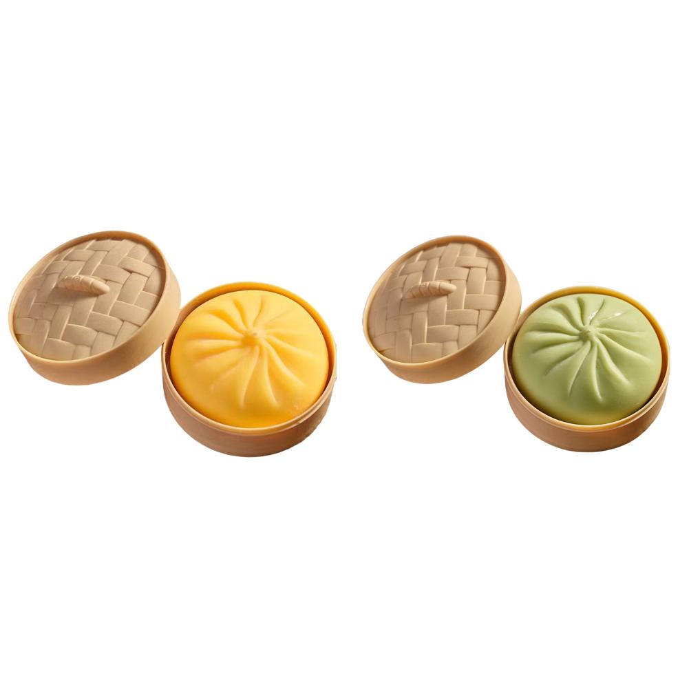 Colorful Bun Bao Squeeze Dough Ball Creative Fake Stress Balls with Food Steamer Stress Relief Sensory Hand Toy For Kids Gifts